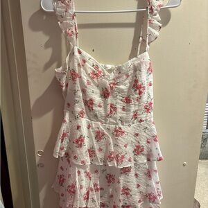 Altar'd State Pink Floral Ruffle Blouse